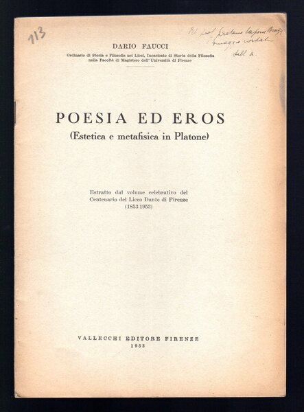 Poesia ed Eros (estetica e metafisica in Platone)