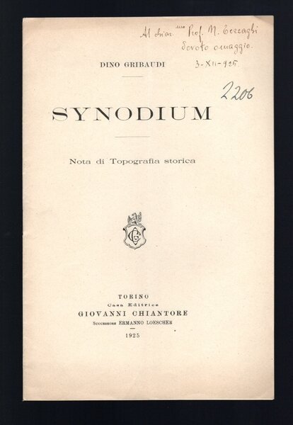 Synodium nota di topografia storica