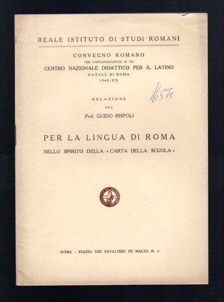 Per la lingua di Roma nello spirito della carta della …