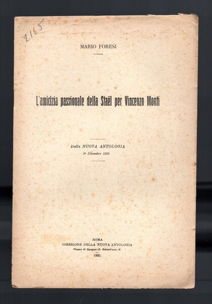 L'amicizia passionale della Stael per Vincenzo Monti