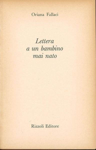 Lettera a un bambino mai nato