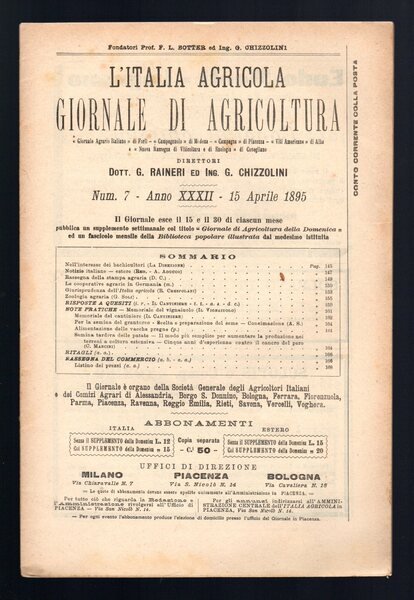 L'Italia agricola giornale di agricoltura