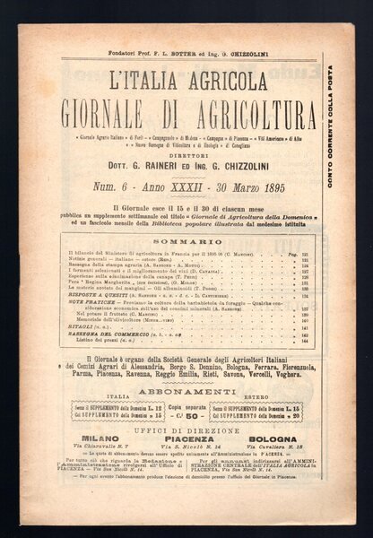 L'Italia agricola giornale di agricoltura