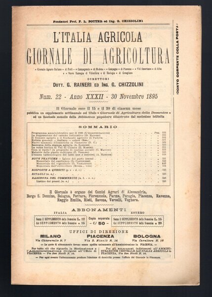 L'Italia agricola giornale di agricoltura