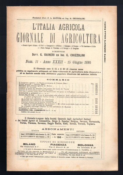 L'Italia agricola giornale di agricoltura
