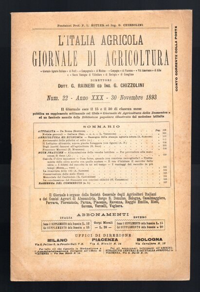 L'Italia agricola giornale di agricoltura