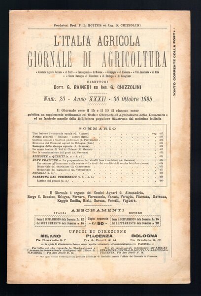 L'Italia agricola giornale di agricoltura