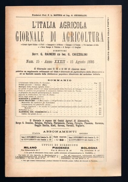 L'Italia agricola giornale di agricoltura