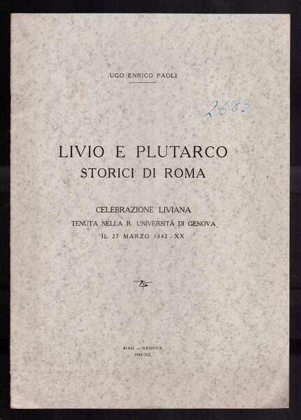 Livio e Plutarco storici di Roma - Celebrazione liviana tenuta …