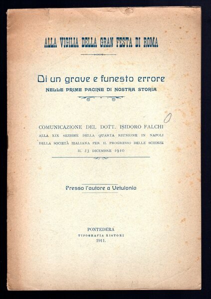 Di un grave e funesto errore nelle prime pagine di …