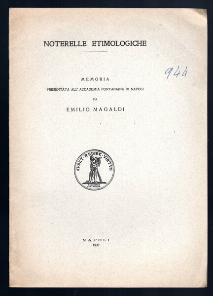 Noterelle etimologiche - Memoria presentata all'Accademia Pontaniana di Napoli