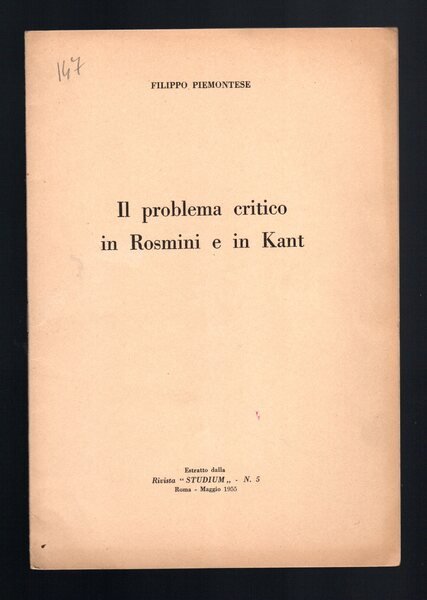 Il problema critico in Rosmini e in Kant