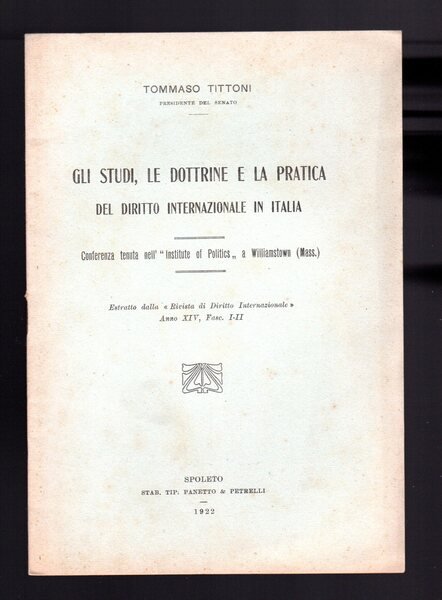 Gli studi, le dottrine, la pratica del Diritto internazionale in …