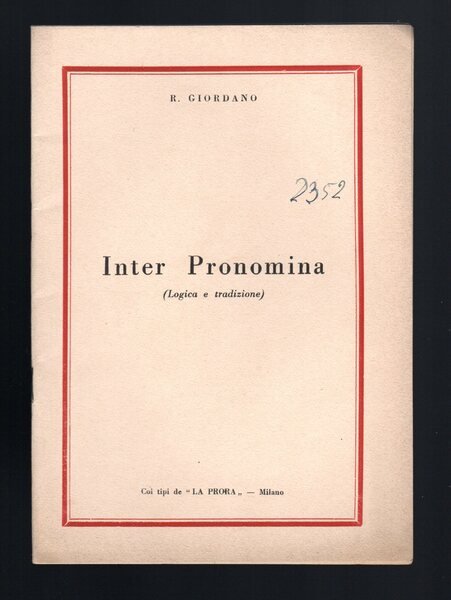 Inter Pronomina (Logica e tradizione)