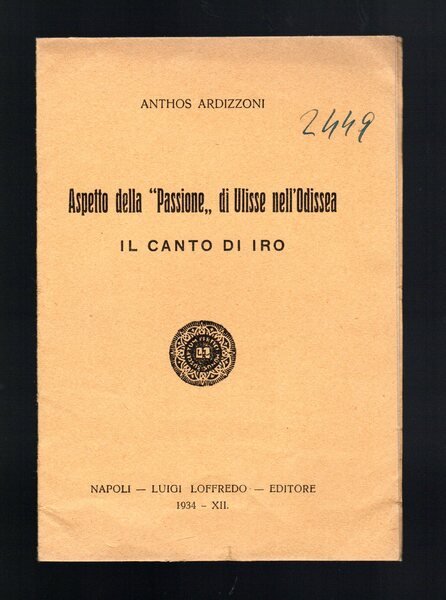 Aspetto della "Passione" di Ulisse nell'Odissea. Il canto di Iro