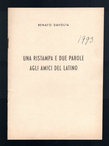 Una ristampa e due parole agli amici del latino