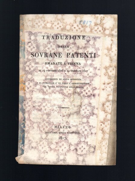 Traduzione delle Sovrane Patenti emanate a Vienna il 29 ottobre …
