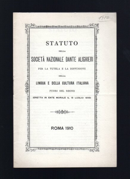 Statuto della Società Nazionale Dante Alighieri