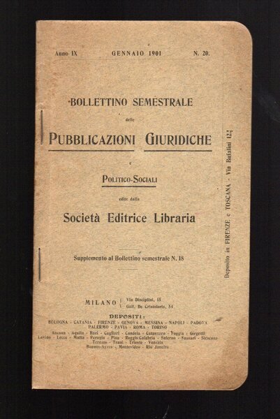 Bollettino semestrale delle pubblicazioni giuridiche e Politico-Sociali