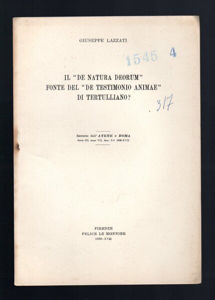 Il "De Natura deorum" fonte del "De testimonio animae" di …