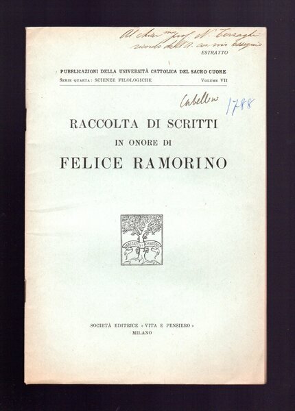 Raccolta di scritti in onore di Felice Ramorino