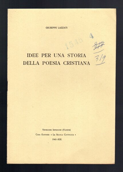 Idee per una storia della poesia cristiana