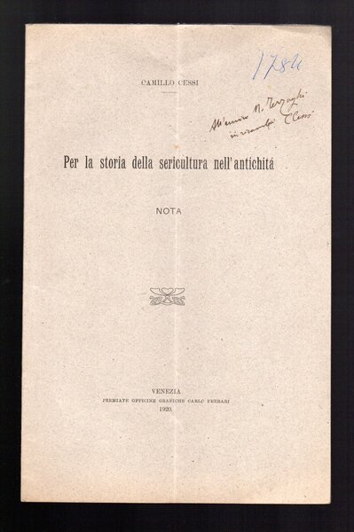 Per la storia della Sericultura nell'antichità