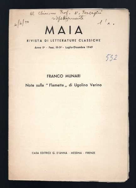 Note sulla "Flammetta" di Ugolino Verino