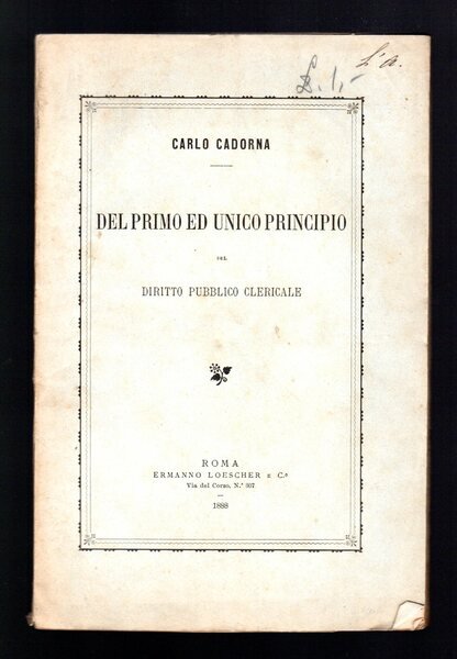 Del primo e unico principio del diritto pubblico clericale