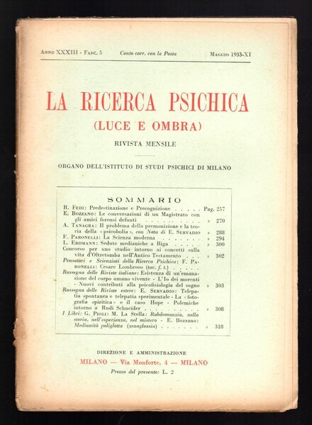 La ricerca psichica (luce e ombra)
