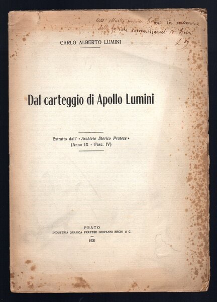 Dal carteggio di Apollo Lumini