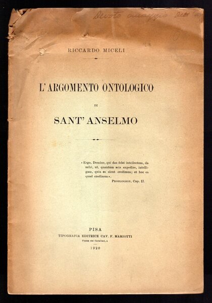 L'argomento ontologico di Sant'Anselmo