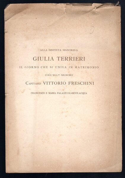 Alla distinta signorina Giulia Terrieri il giorno che si univa …