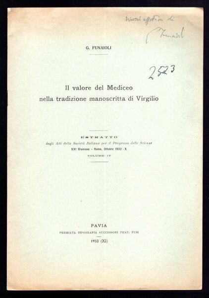 Il valore del Mediceo nella tradizione manoscritta di Virgilio