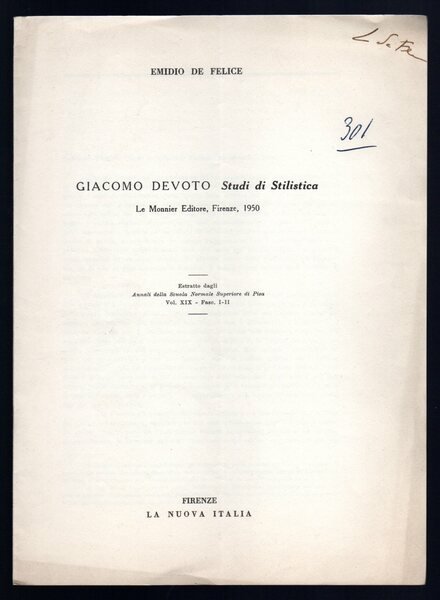 Giacomo Devoto Studi di Stilistica