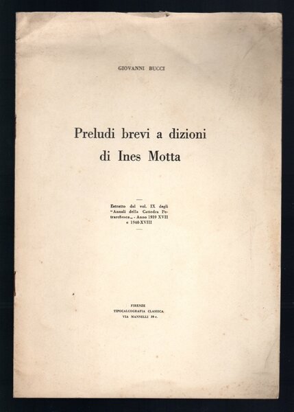 Preludi brevi a dizioni di Ines Motta