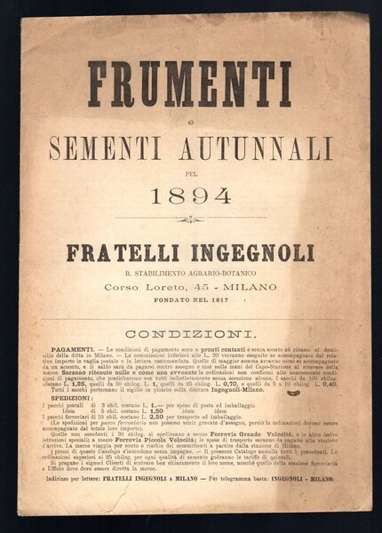 Frumenti e sementi autunnali pel 1894