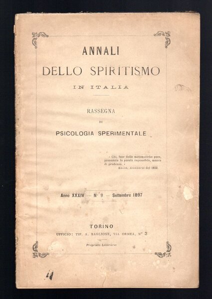 Annali dello Spiritismo in Italia - Rassegna di psicologia sperimentale