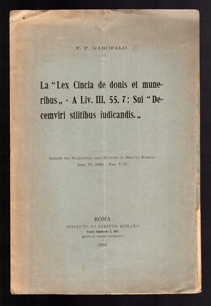 La "Lex Cincia de donis et muneribus" - A Liv. …