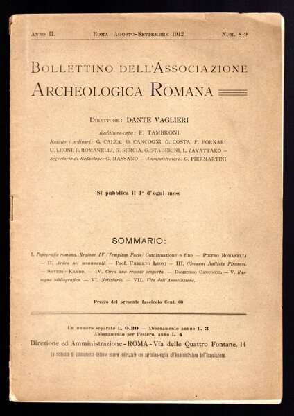 Bollettino dell'Associazione Archeologica Romana