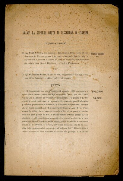 Avanti la Suprema Corte di Cassazione di Firenze comparisce il …