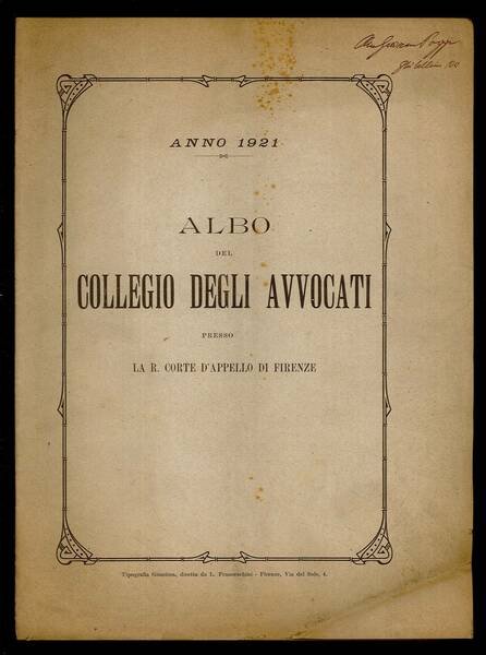 Albo degli avvocati presso la Corte di Appello di Firenze …