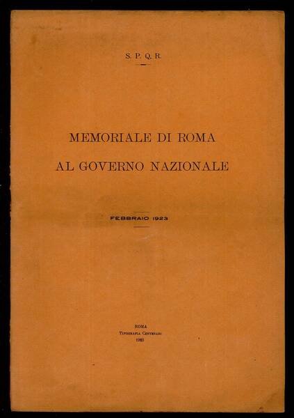 Memoriale di Roma al Governo Nazionale