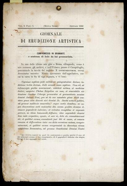 Compromesso in Bramante e sentenza di lodo da lui pronunciata