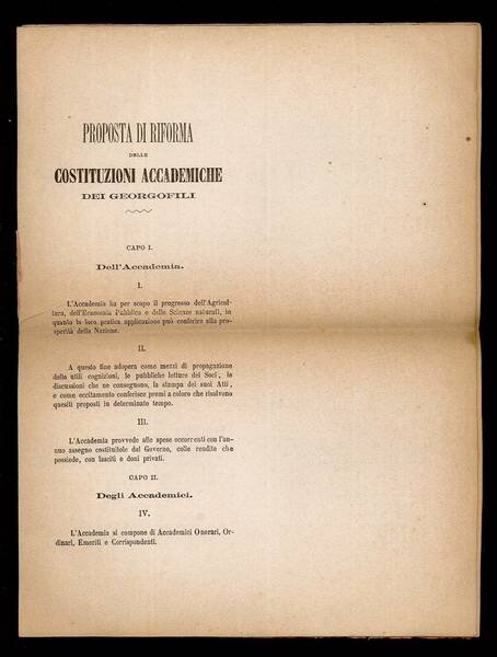 Proposta di riforma delle Costituzioni accademiche dei Georgofili