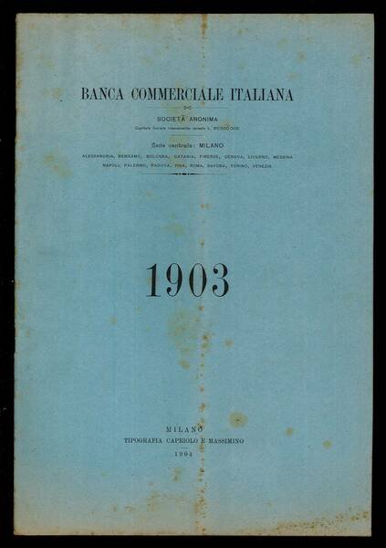 Relazione del Consiglio d'amministrazione anno 1903