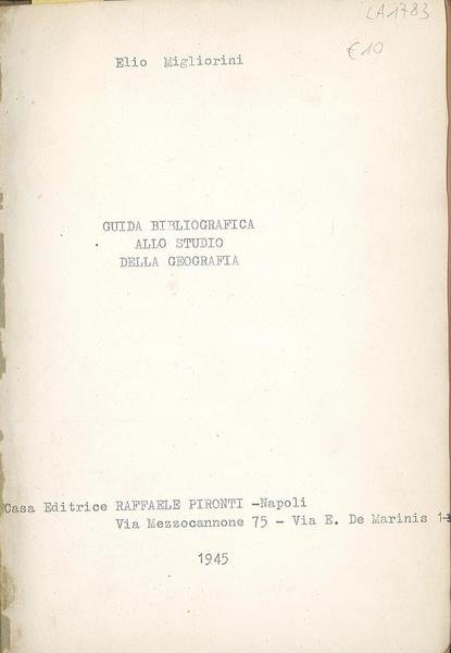 Guida bibliografica allo studio della geografia