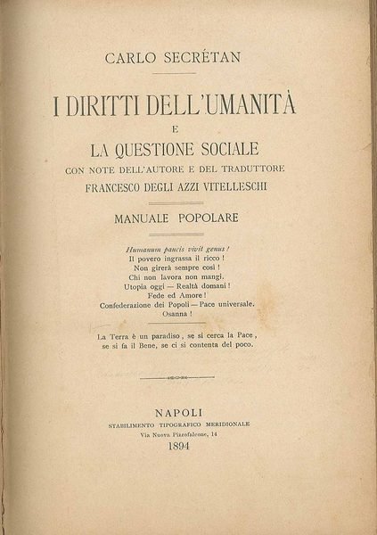 I diritti dell'umanità e la questione sociale