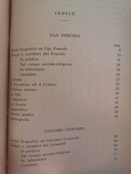 Guida allo studio dell'opera letteraria di Foscolo e Leopardi