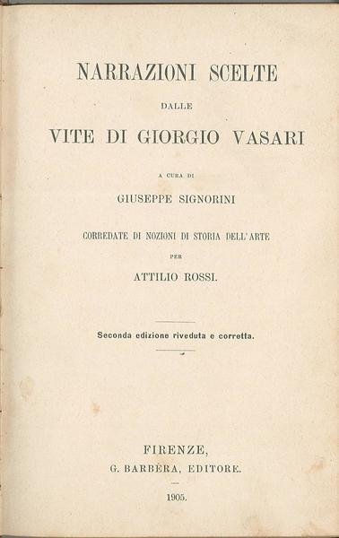 Narrazioni scelte dalle vite di Giorgio Vasari